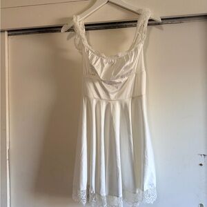 Marthea White Lace Trim Dress Size L NWT